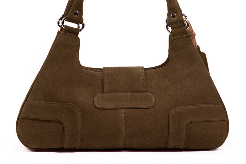 Dress handbag in chocolate brown leather - Rear view